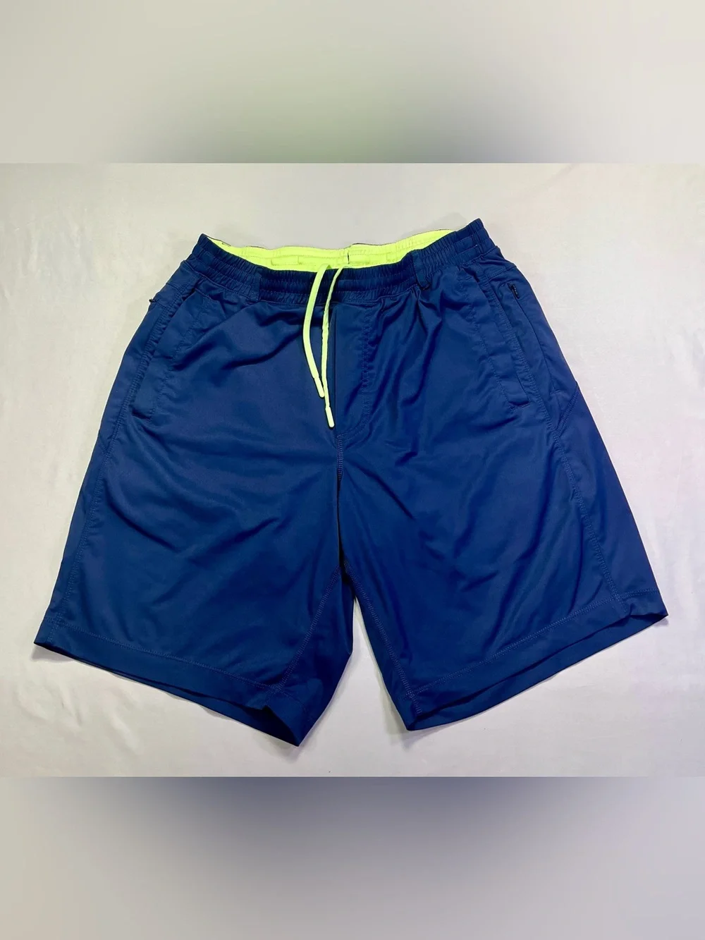 Birddogs Boom For Your Boomstick Athletic Gym Shorts Navy Blue Neon Green - L